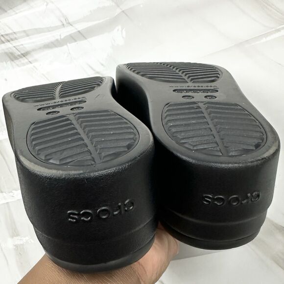 Crocs Brooklyn Slide On Wedge Platform Black Open Toe Sandals Women Size 10 - Picture 11 of 13